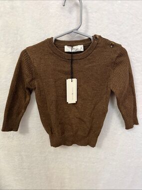 NWT Scene & Heard Brown Knit Button-Shoulder Infant Sweater Size 18 months